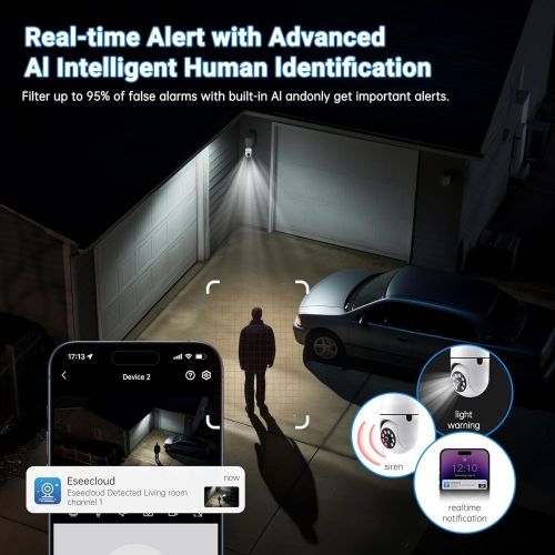 Light Bulb Security Cameras Outdoor, 2.4GHz WiFi Lightbulb Wireless Outdoor Security Camera for Home Security, Two-Way Talk,Color Night Vision, Light Socket Camera