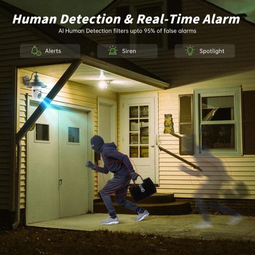 Light Bulb Security Cameras Outdoor, 2.4GHz WiFi Lightbulb Wireless Outdoor Security Camera for Home Security, Two-Way Talk,Color Night Vision, Light Socket Camera